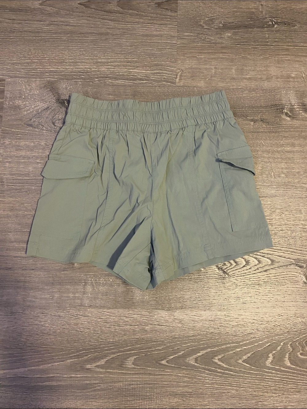 Yogalicious Sage Green Elastic Waist Cargo Shorts